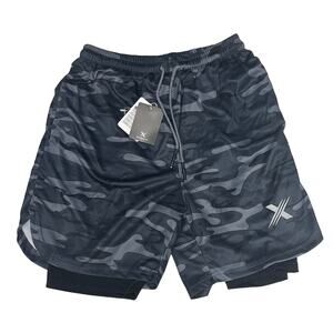 Extreme Fit Men's XTF Liner Shorts For Running & Performance Gray Camo M